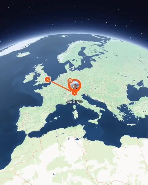 Globe with a trip route across Europe